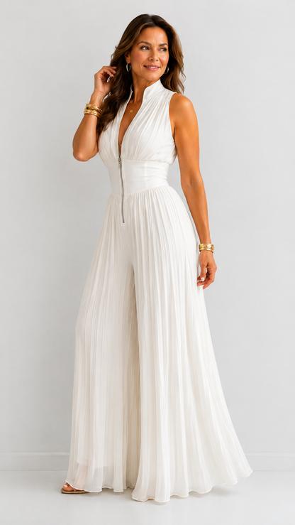 Zakira | Mono Plisado Elegante de Pierna Ancha