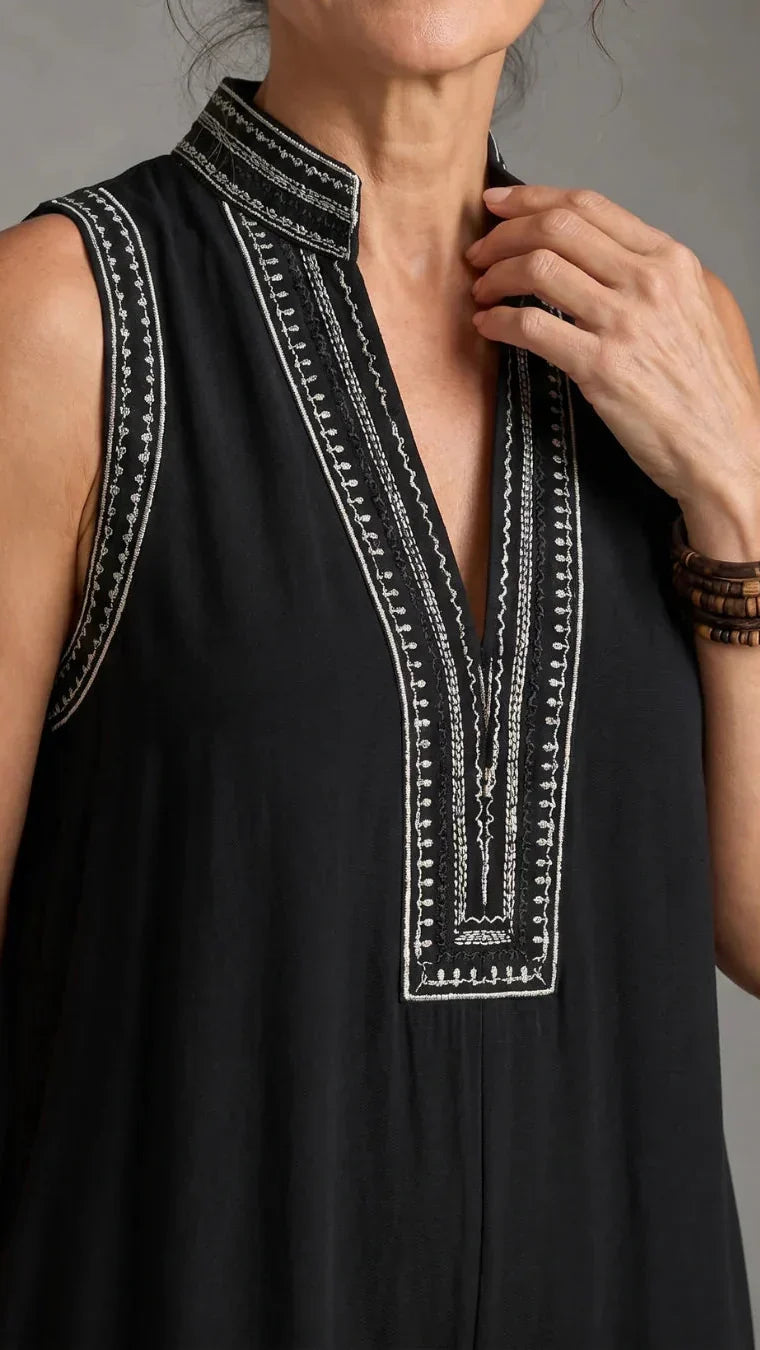Velmira | Mono Elegante Bordado de Pierna Ancha