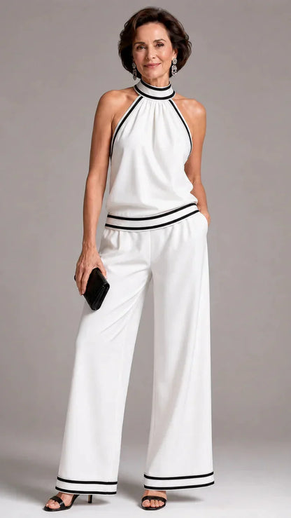 Zephyrine | Mono Elegante de Cuello Halter con Contraste