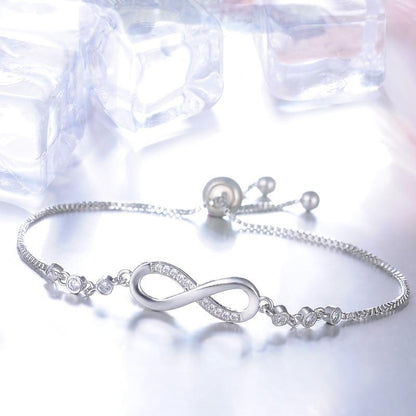 Pulsera ajustable chic en oro rosa con forma de infinito