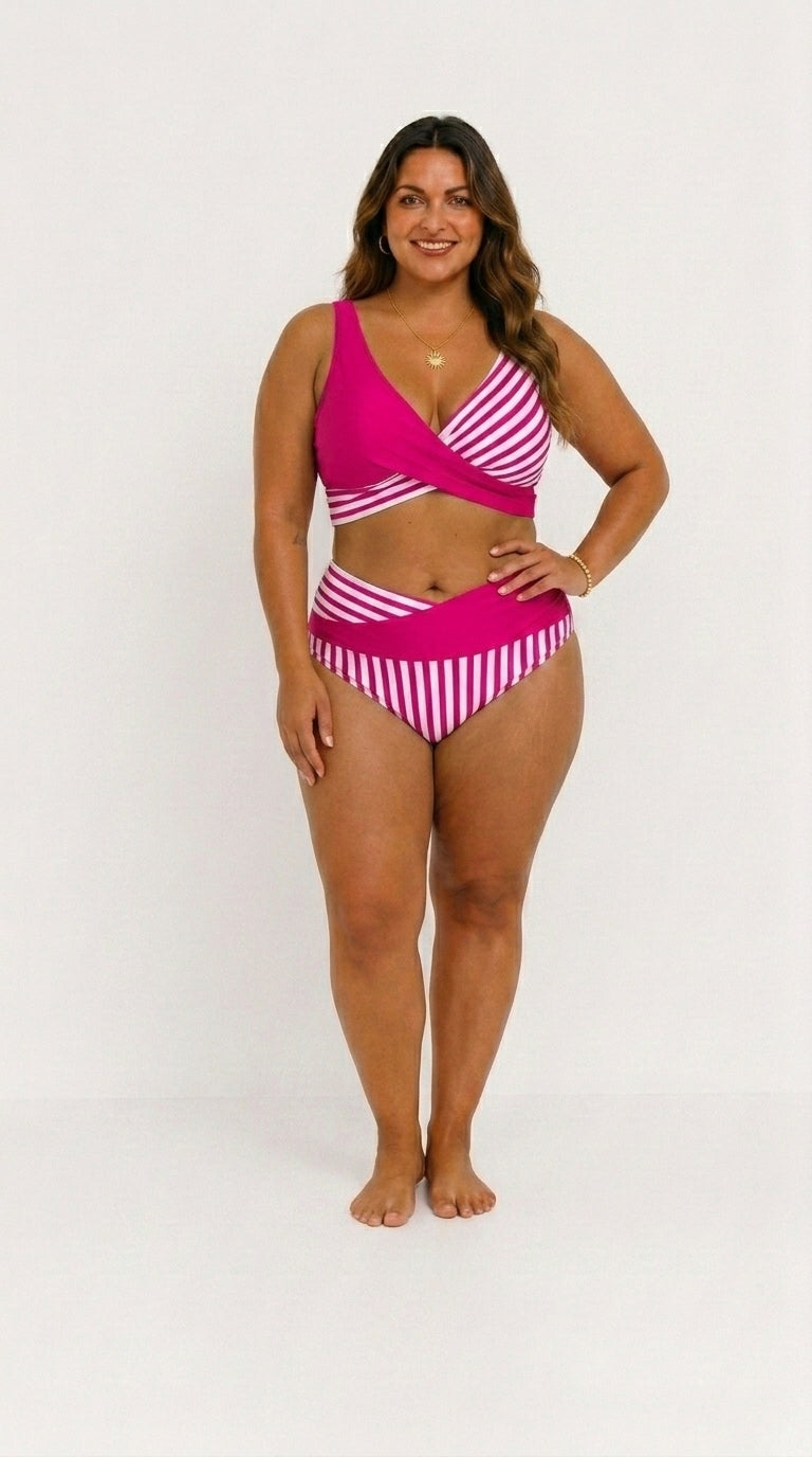 Bikini Cruzado Favorecedor de Rayas