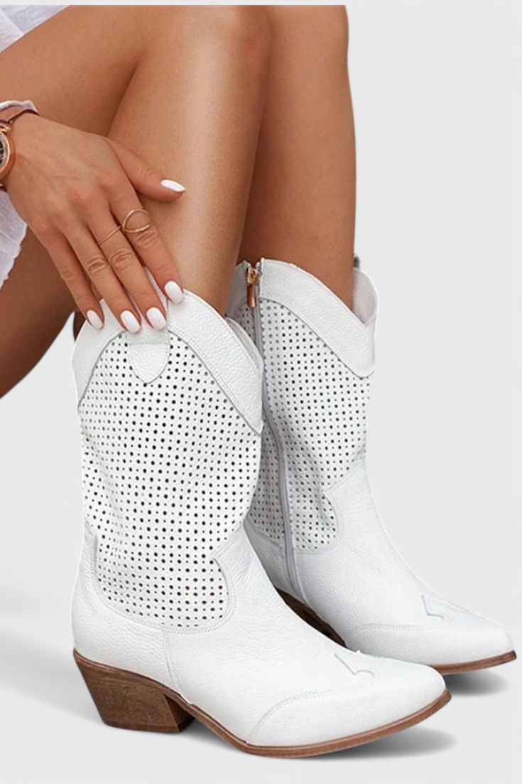 Annalla Botas de Vaquero Modernas con Cremallera Lateral