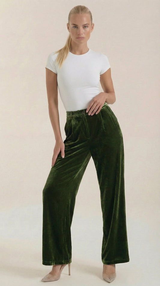 Nadine Pantalón Ancho de Terciopelo